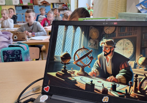Pierwszoklasiści na tropie kosmicznych nowinek_klasa 1a_moment oglądania filmu tematycznego.