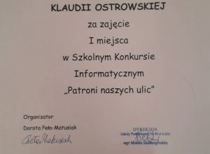Wyniki Szkolnego Konkursu Informatycznego