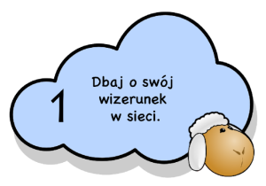 Internetowa Owieczka z zasadami korzystania z Internetu.