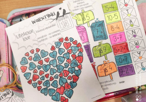 Walentynkowe karty pracy w klasie 1a.