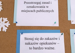 Bezpieczne ferie_zasady bhp widniejące na gazetce tematycznej.