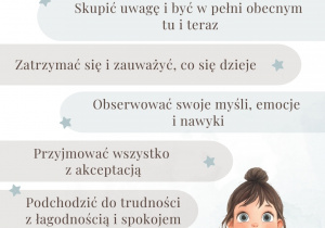 Plakat tematyczny dotyczący uważności.