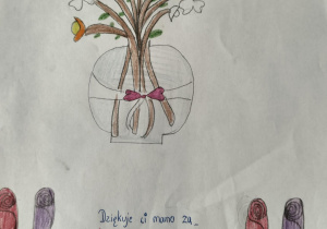 Dzień Matki_ tematyczne zajęcia świetlicowe_bukiet kwiatów z życzeniami.