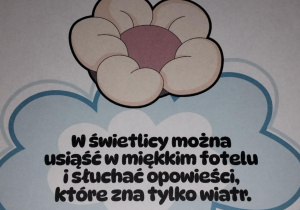 Plakat z afirmacjami obowiązującymi w świetlicy szkolnej.