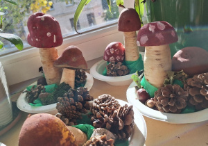 Kreatywna jesień, czyli grzybobranie w klasie 1a_efekt finalny twórczej pracy uczniów klasy 1a.