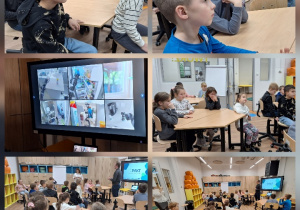 Uczniowie klasy 1a podczas warsztatów robotycznych "Projektujemy komPAKTowego robota"_prezentacja multimedialna.