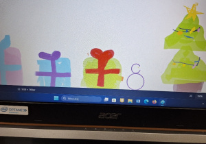 W oczekiwaniu na Mikołaja i Święta_praca ucznia klasy 1a_utrwalenie narzędzi Paint.