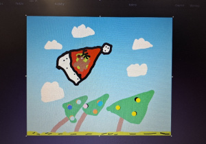 W oczekiwaniu na Mikołaja i Święta_praca ucznia klasy 1a_utrwalenie narzędzi Paint.