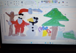 W oczekiwaniu na Mikołaja i Święta_praca ucznia klasy 1a_utrwalenie narzędzi Paint.