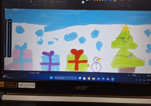 W oczekiwaniu na Mikołaja i Święta_praca ucznia klasy 1a_utrwalenie narzędzi Paint.