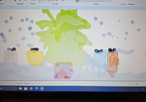 W oczekiwaniu na Mikołaja i Święta_praca ucznia klasy 1a_utrwalenie narzędzi Paint.