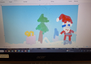 W oczekiwaniu na Mikołaja i Święta_praca ucznia klasy 1a_utrwalenie narzędzi Paint.