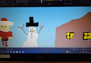 W oczekiwaniu na Mikołaja i Święta_praca ucznia klasy 1a_utrwalenie narzędzi Paint.