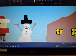 W oczekiwaniu na Mikołaja i Święta_klasa 1a utrwala narzędzia Paint.