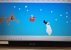 W oczekiwaniu na Mikołaja i Święta_praca ucznia klasy 1a_utrwalenie narzędzi Paint.