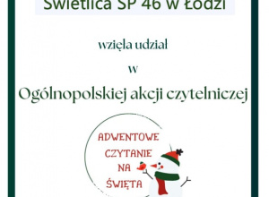 Certyfikat dla świetlicy szkolnej za udział w ogólnopolskiej akcji czytelniczej.