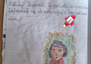 Pierwszoklasiści na tropie kosmicznych nowinek_klasa 1a_fragment notatki z zeszytu.