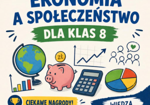Plakat konkursu "Ekonomia a społeczeństwo".