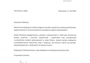 Podziękowanie za udział w akcji "Żonkile".